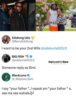 ADEKUNLE GOLD REPLIES LADY WHO EXPRESSED INTEREST IN BECOMING HIS SECOND WIFE.