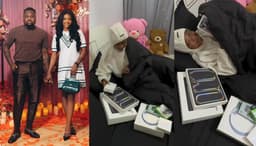 CONTENT CREATOR, EGUNGUN GIFTS HIS FIANCÉE AN IPHONE 15 PRO MAX, OTHER APPLE GADGETS FOR HER BIRTHDAY.