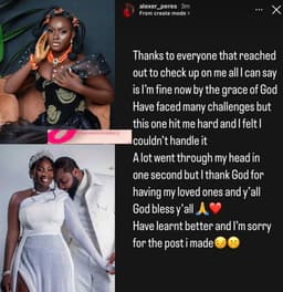 HARRYSONG'S ESTRANGED WIFE, ALEXER, TENDERS APOLOGY FOR SHARING DISTURBING PHOTO OF A SN!PER.