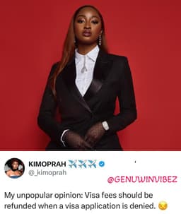 “VISA FEES SHOULD BE REFUNDED WHEN A VISA APPLICATION IS DENIED” - BBNAIJA STAR, KIM OPRAH OPINES.   