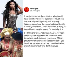 BBA 2011 winner Karen igho announces divorce,alleges husband trying to use mental health against her in custody battle