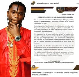 Speed Darlington had to travel abroad for treatment due to a medical emergency - Lawyer explains why the singer allegedly jumped bail in Burna Boy's case.