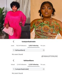 Faithia Balogun breaks silence on Instagram unfollowing drama with Funke Akindele.